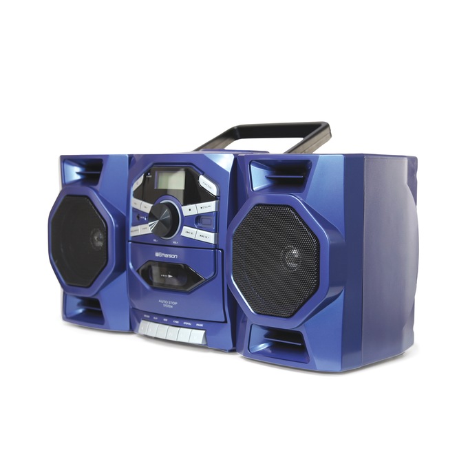 Emerson Portable CD/Cassette Stereo Boom Box, Blue, large