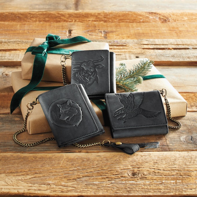 Genuine Leather Wildlife Wallet with Removable Chain, , large