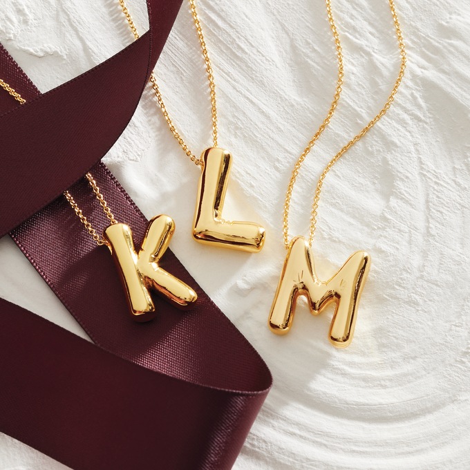 Personalized Initial Puff Pendant, , large