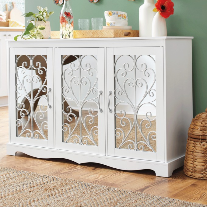 Palmier Scrolled-Mirror Microwave Cabinet and Sideboard, , large
