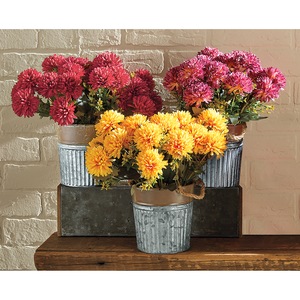 Faux Mums in Galvanized Pot, , large