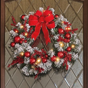 Frosted Greens and Pinecone Wreath, , large