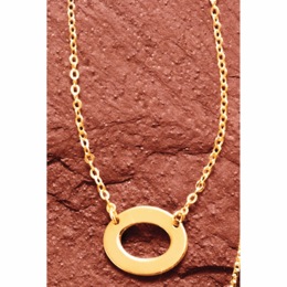 10K Gold Oval Necklace, , large