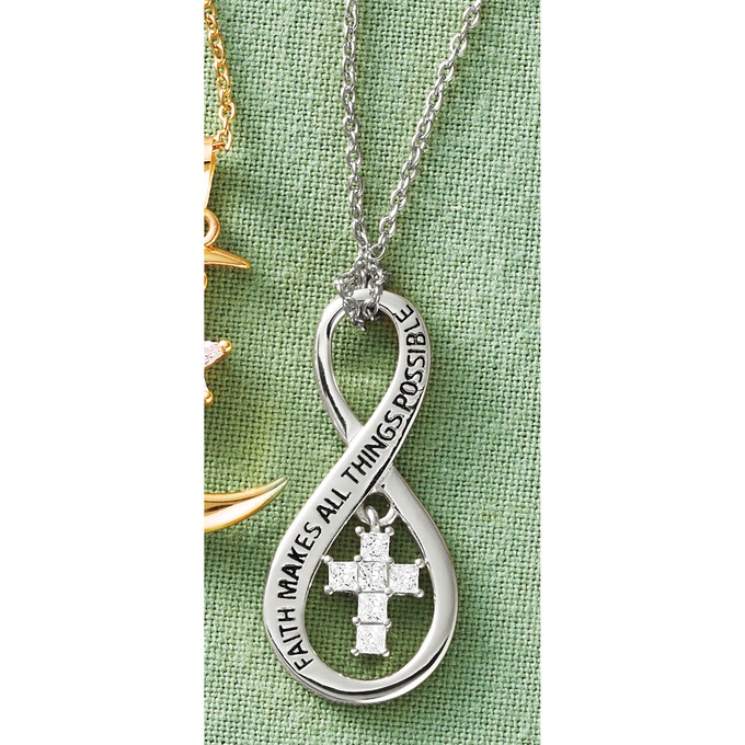 Cubic Zirconia Cross/Infinity Faith Possible Pendant, , large