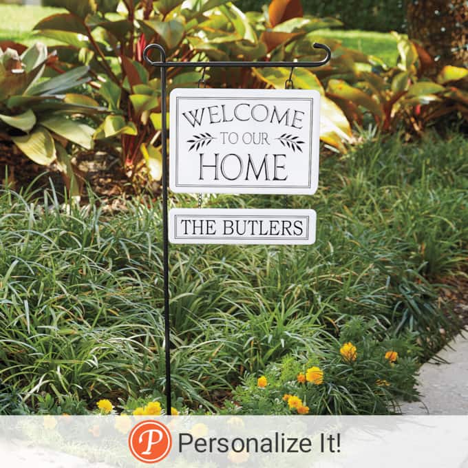 Personalized "Welcome to Our Home" Sign with Stake, , large