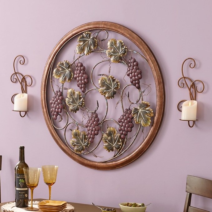 Buy Both And Save - Suma Scroll Sconce And Round Grape Wall Art, , large