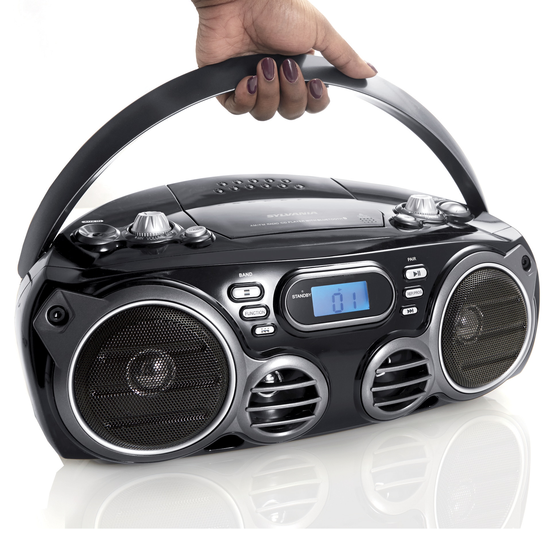sylvania bluetooth portable cd radio boombox