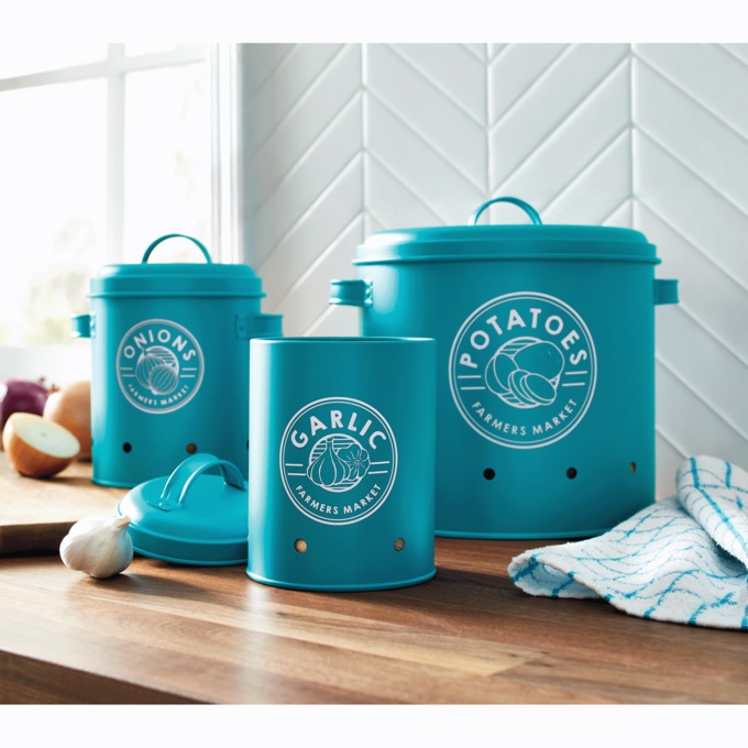 Set of 3 Vented Vegetable Storage Containers, Island Blue, large