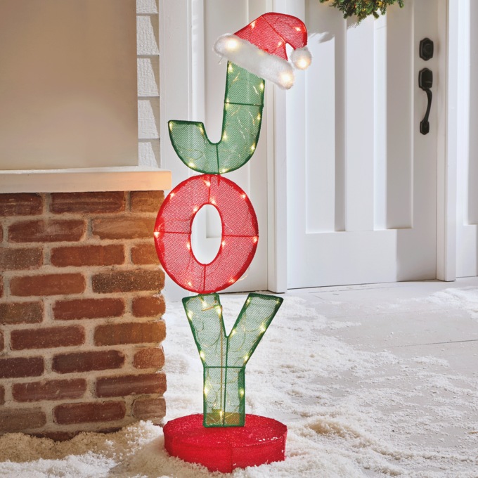 Lit Joy Sign with Hat, , large