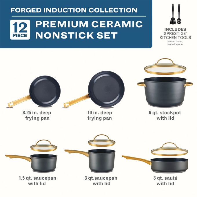 Farberware 12-Piece Forged Aluminum Cookware Set, Black, large