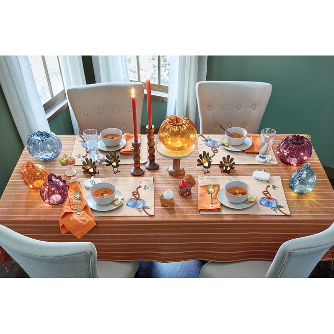 Set of 2 Lit Glass Pumpkins, Mulberry, large