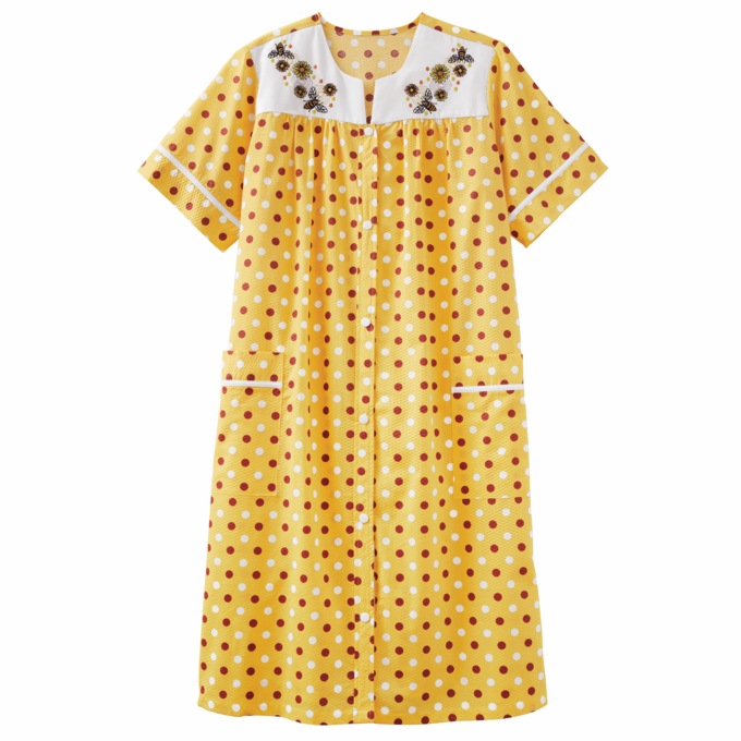 Duster With Embroidered Yoke, Sunshine Multi Dot, large