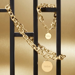 Personalized Chunky Chain-Link Necklace, Goldtone, large