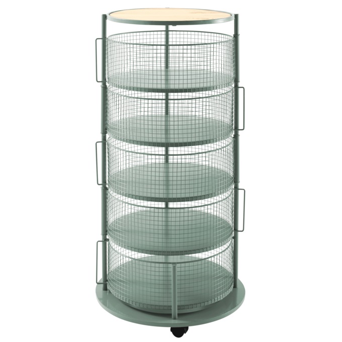 5-Basket Round Rolling Floor Organizer, , large
