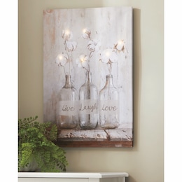 Lit Cotton Live Laugh Love Wall Art, , large