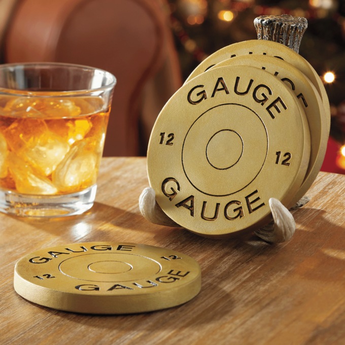 Set of 4 Shotgun Shell Coasters on Antler Rack, , large