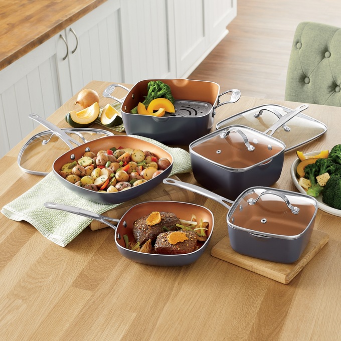 Gotham Steel 10-Piece Square Nonstick Cookware, , large