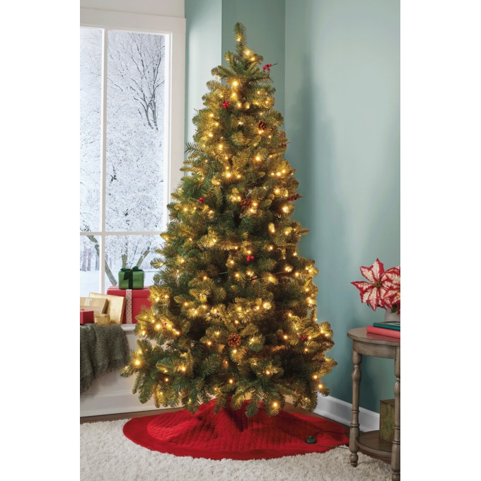 6.5' Pre-Lit Holiday Hearth Tree, Green, large