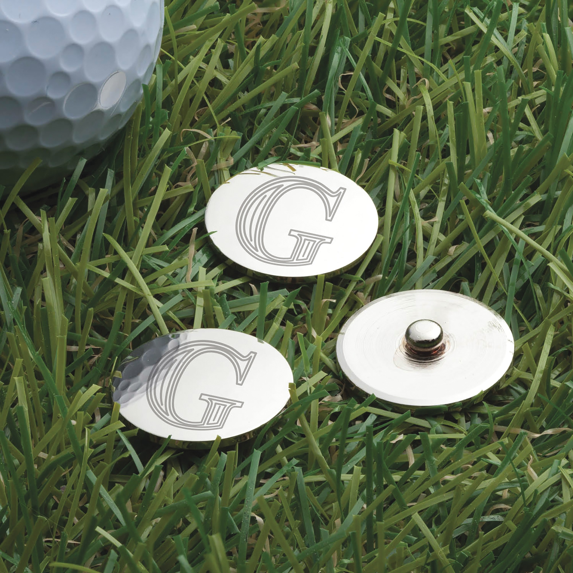 Set of 3 Personalized Block-Letter Golf Ball Markers, , large