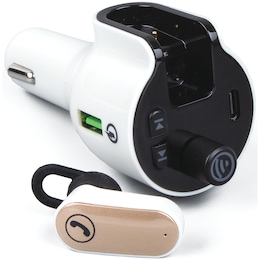 Bluetooth Vehicle FM Transmitter with Wireless Earbud, , large