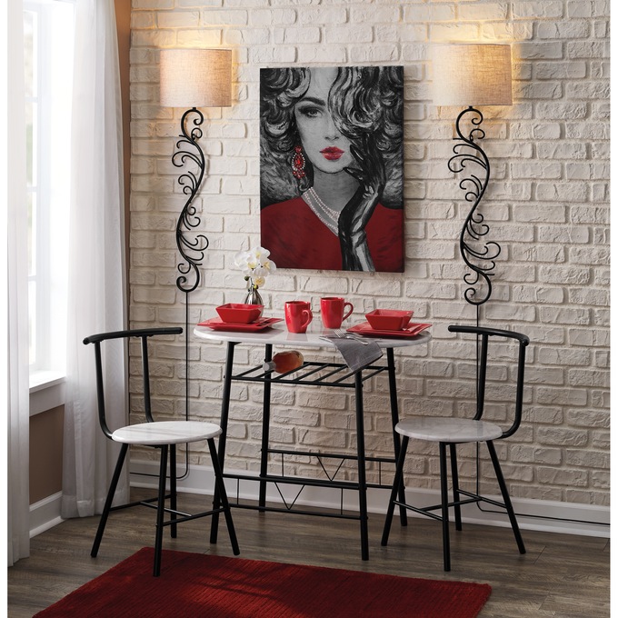 3-pc. Faux-marble Dining Set, , large