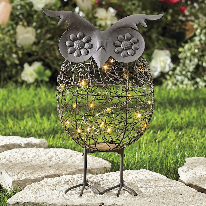 Solar Metal Garden Owl, , large