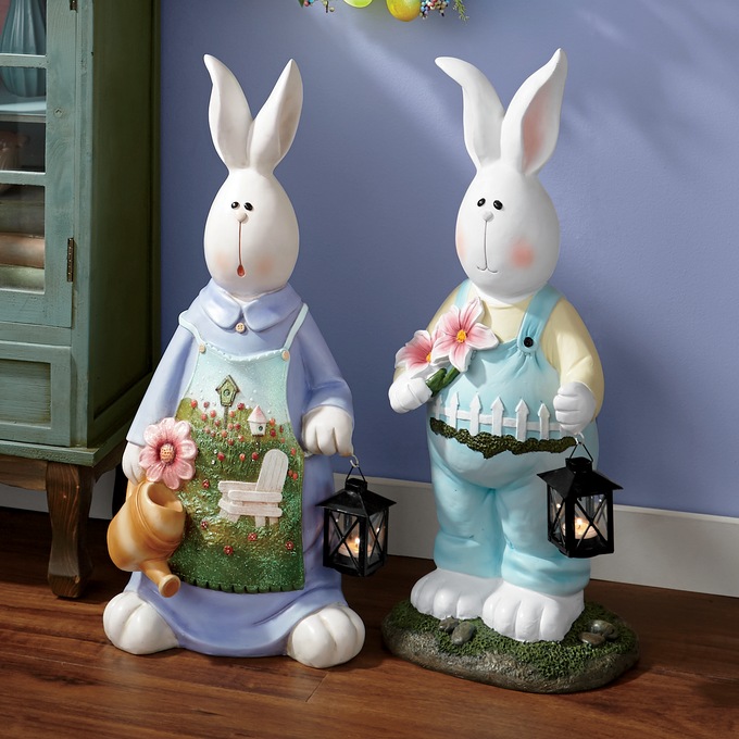 Adult Bunny Figure with Lantern, , large
