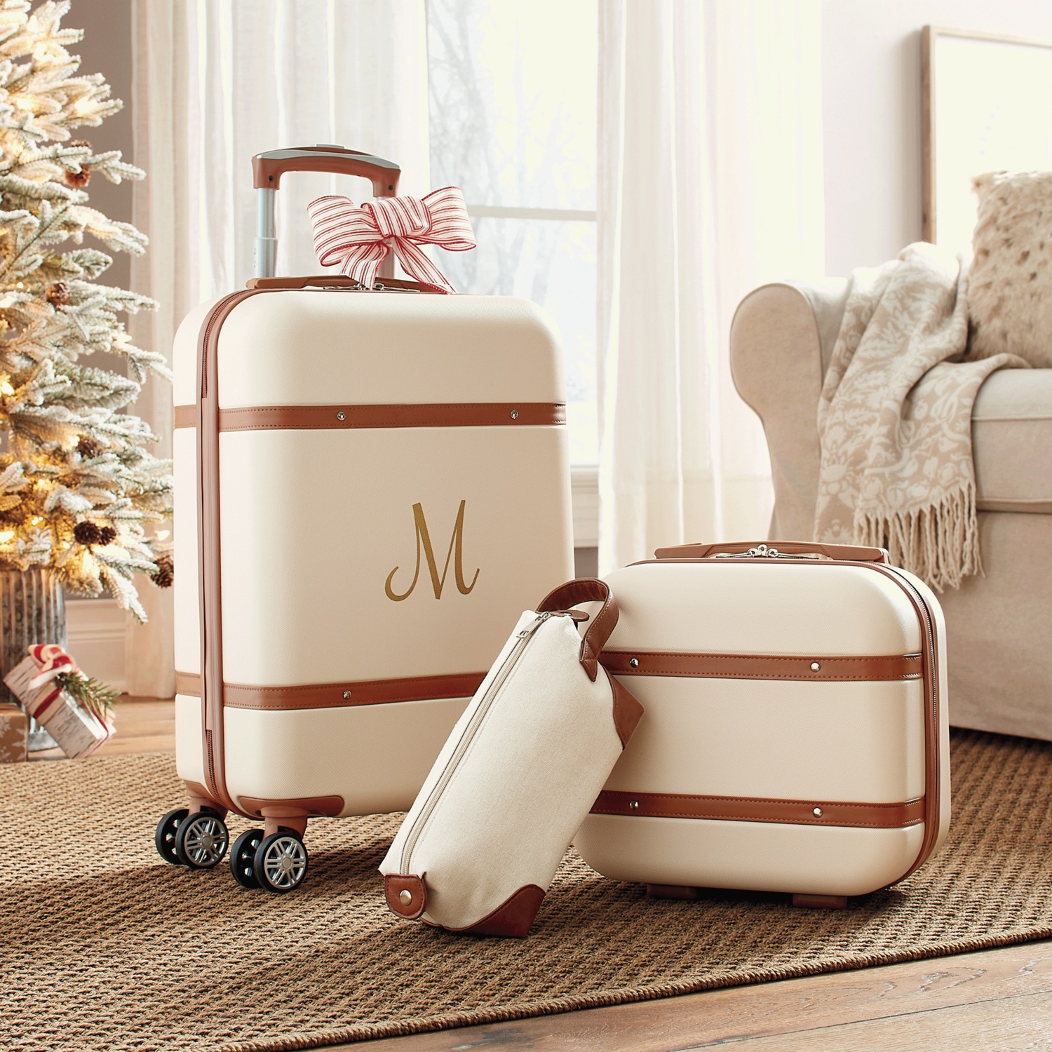 3Piece Vintage Hardside Luggage Set Montgomery Ward