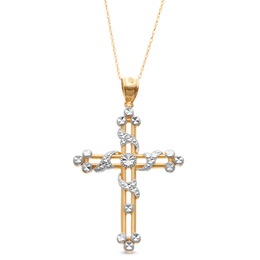 10K Gold Two-Tone Cross Wrap Pendant, , large