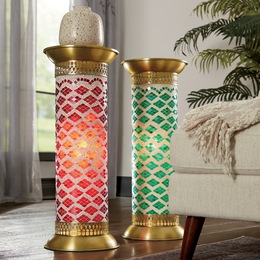 Mosaic Lit Pedestal Table, , large