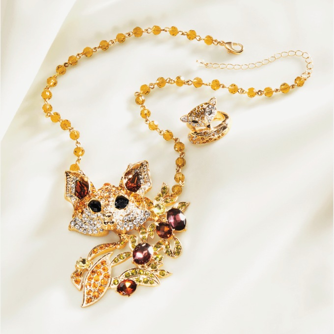 Crystal Fox Necklace, , large