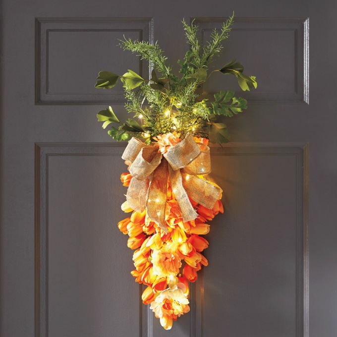 Lit Carrot Floral Swag, , large