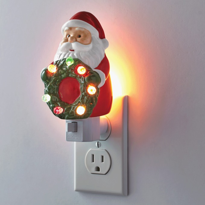 Retro Glazed Ceramic Christmas Night Light, , large