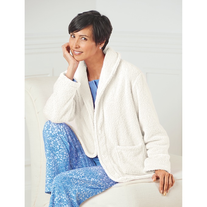 Fleece Bed Jacket & Wrap Robe, , large