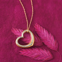Gold Two-Tone Open Heart Pendant, , large