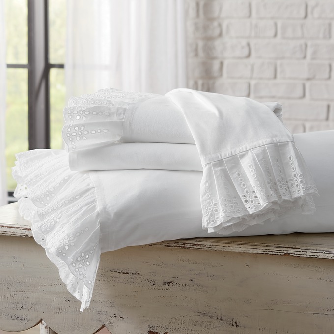 Eyelet Cotton Sheet Set Montgomery Ward