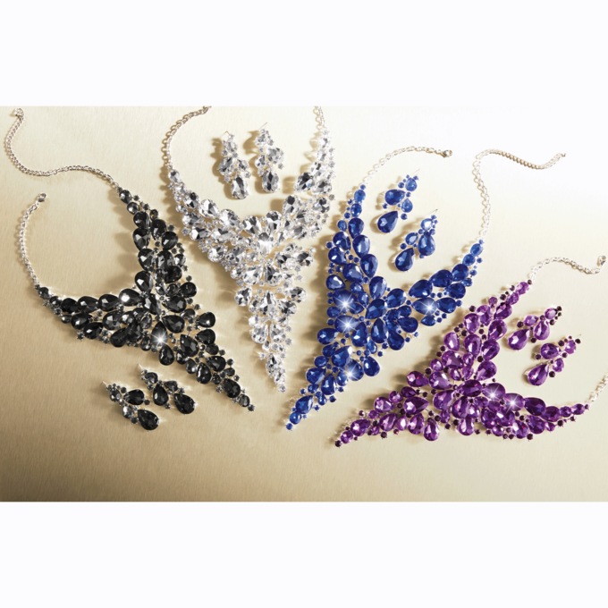 Crystal Bib Necklace and Earring Set, , large