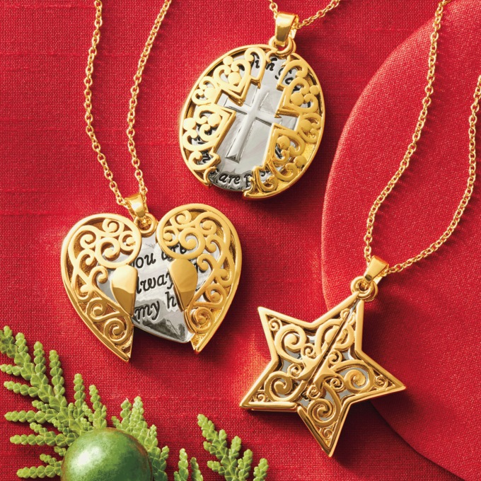 Filigree Hidden Message Shape Pendant, , large