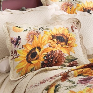 Maren Sunflower Scalloped Quilted Standard Sham, Multi, large