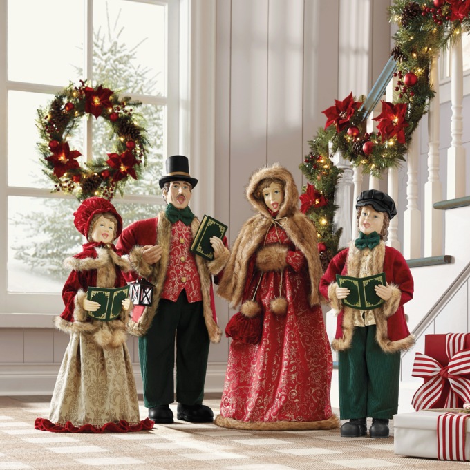 Lit Poinsettia &amp; Berry Wreath and Garland, , large