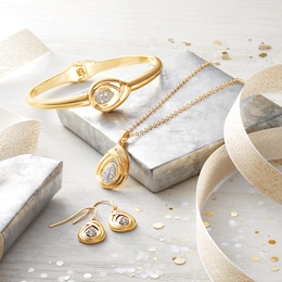 Diamond Teardrop Pendant, Bangle &amp; Earring Set, , large