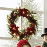 Lit Poinsettia and Berry Wreath, , large