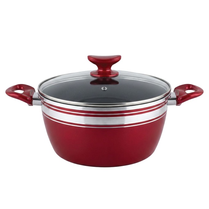 Chef Tested 8-Piece Ceramic Banded Cookware Set by Wards, Red, large