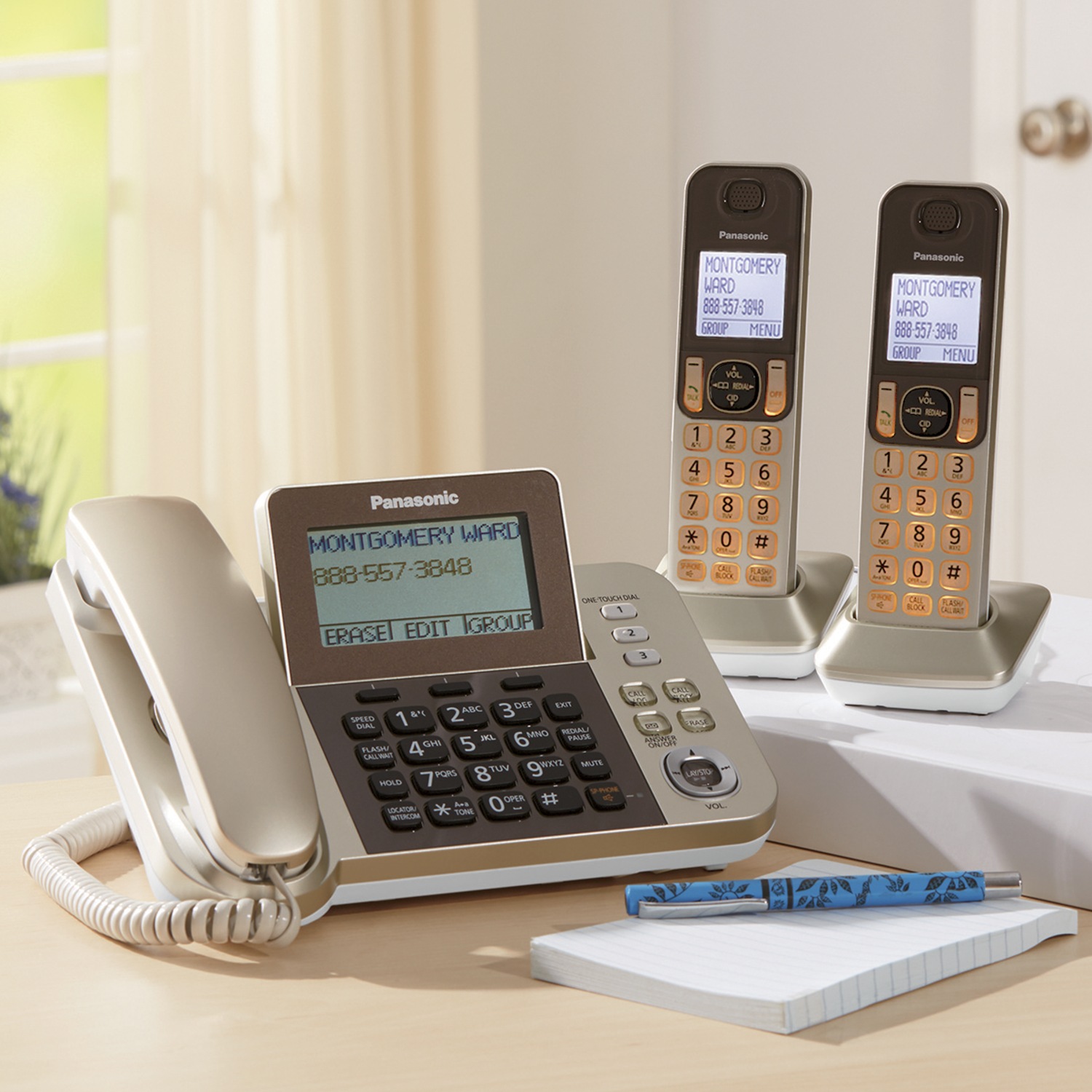 3 Handset Corded/Cordless Phone System by Panasonic Montgomery Ward