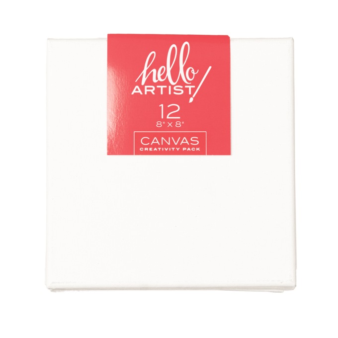 Hello Artist! 12-Piece 8" x 8" Canvas Creativity Pack, , large