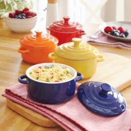 Set of 4 Mini Round Casserole Dishes with Lids, , large