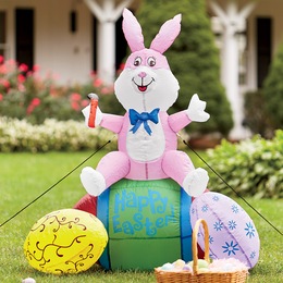 Bunny with Easter Eggs Inflatable, , large