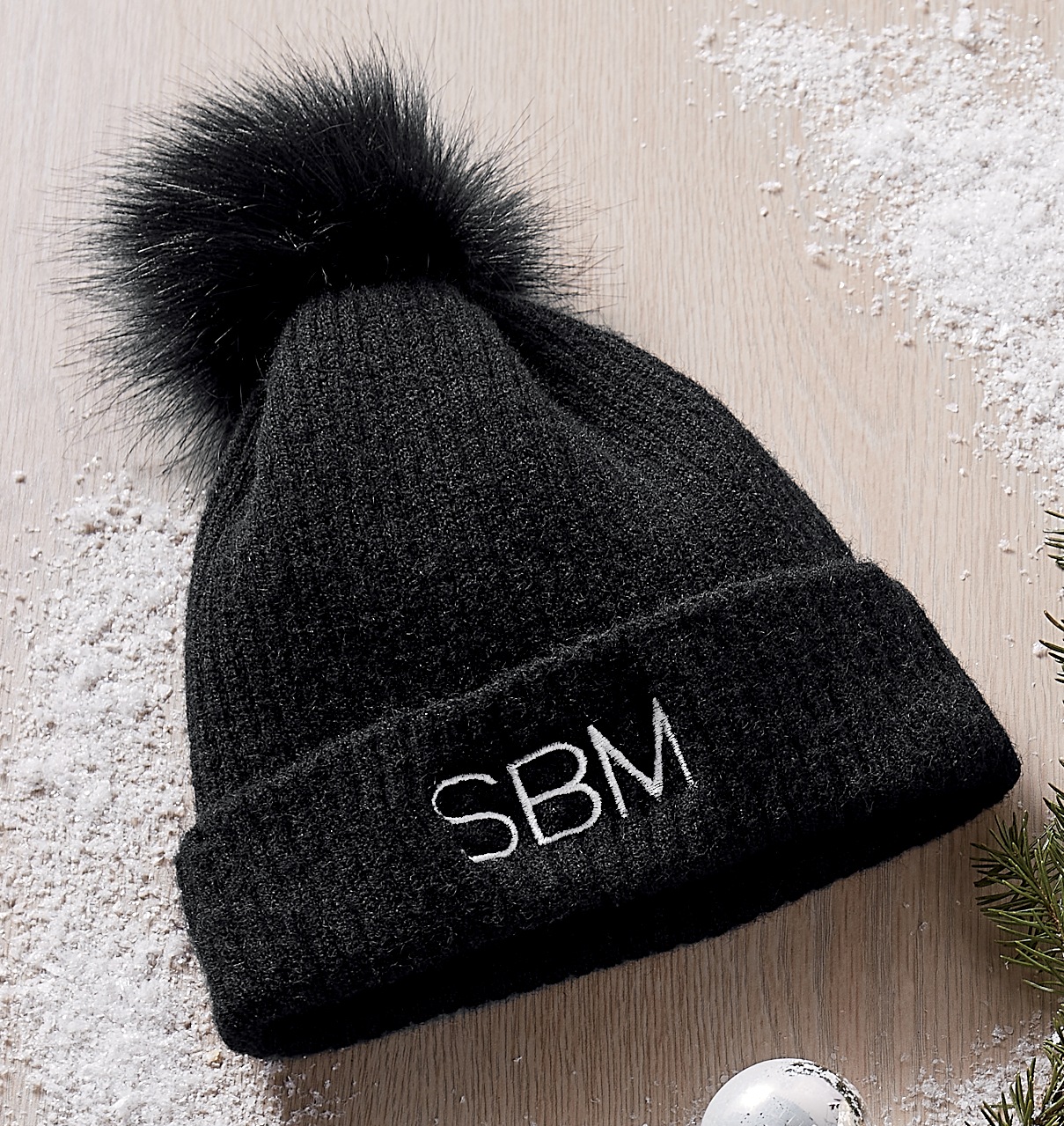 Personalized Pom Beanie, Black, large
