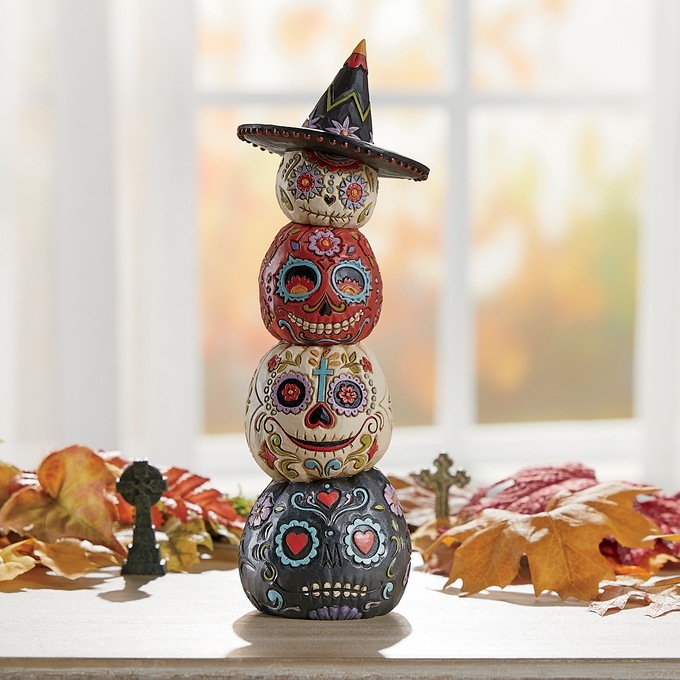 Jim Shore D&iacute;a De Los Muertos Stacked Pumpkins Figurine, , large