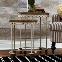 Set of 2 Lace-Apron Nesting Accent Tables, , large